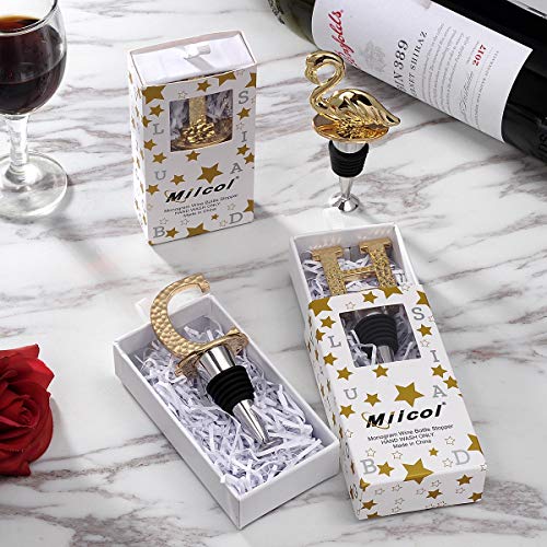 Miicol Initial Letter Wine Stopper, Monogram Hammered Metal, Perfect Wine Gift, Elegance Meets Utility, Wide Used in Kitchen Decor, Bar, Wedding Party, Gold Finish, Letter (A to Z) C