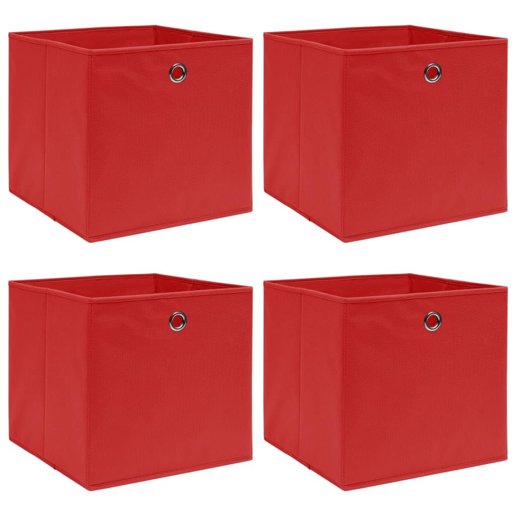 Aufbewahrungsboxen 4 Stk., Rot 32x32x32 cm Stoff, Faltbare Würfel Aufbewahrungskörbe für Kleiderschrank, Regal, Kinderzimmer, Büro