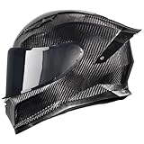 FVCNGP Carbon Fiber Retro Full Face Helmets, Adult Women Men Motorcycle Helmet, for Bike Cruiser Chopper Moped Scooter, with UV Visor Goggles, DOT Approved