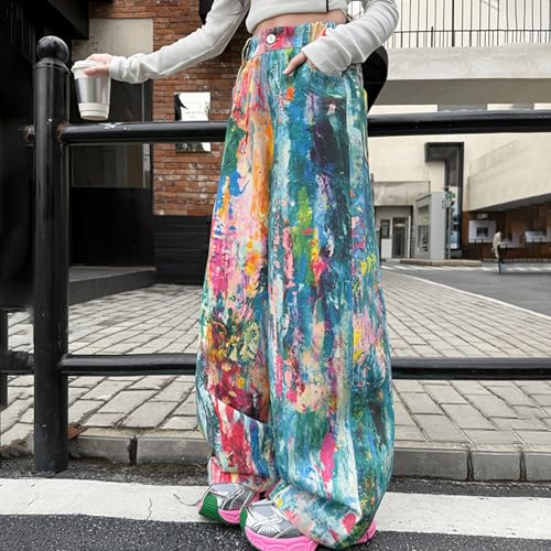 Pantalones vaqueros holgados para niñas y adolescentes con diseño colorido de estilo tie-dye 5