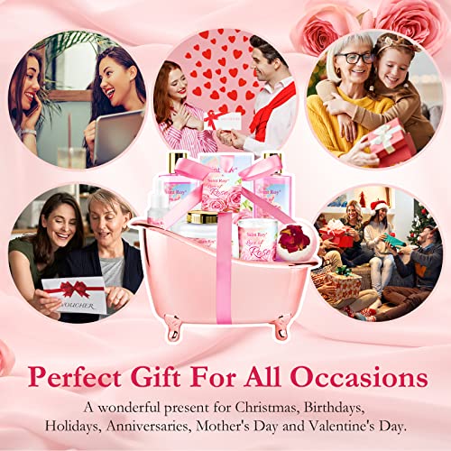 Image of Mothers Day Gifts for Women,Bath Kit Rose Bath and Body Gift, Facial Skin Care Set, Self Care Pampering Kit, Home Spa, Birthday, Mother Day, Bridal Shower, Bath Kit Christmas Gifts for Women