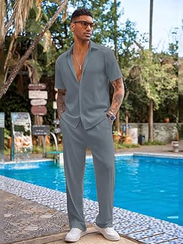 Image of CHKOKKO Men Solid Co Ords Casual Summer Wear Coords Stylish Gents Cord Set Half Sleeves Track Suit Polo Neck Western Co-ord Set