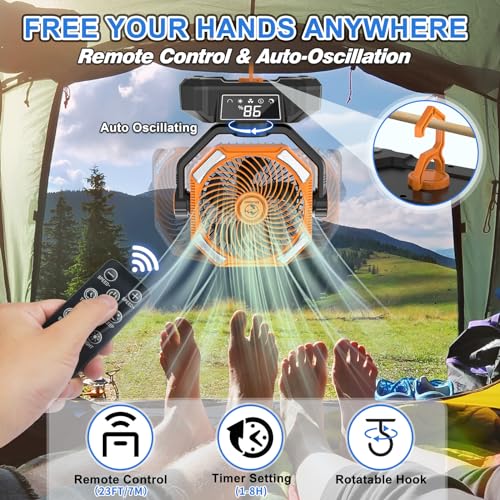 20000mAh-Camping-Fan-Rechargeable-5-Speed-Powerful-Battery-Operated-Fan-for-Camping-Oscillating-Fan-with-LED-Lantern-USB-Table-Fan-with-Remote-Control-for-Camping-Hiking-Fishing-Travel-Jobsite