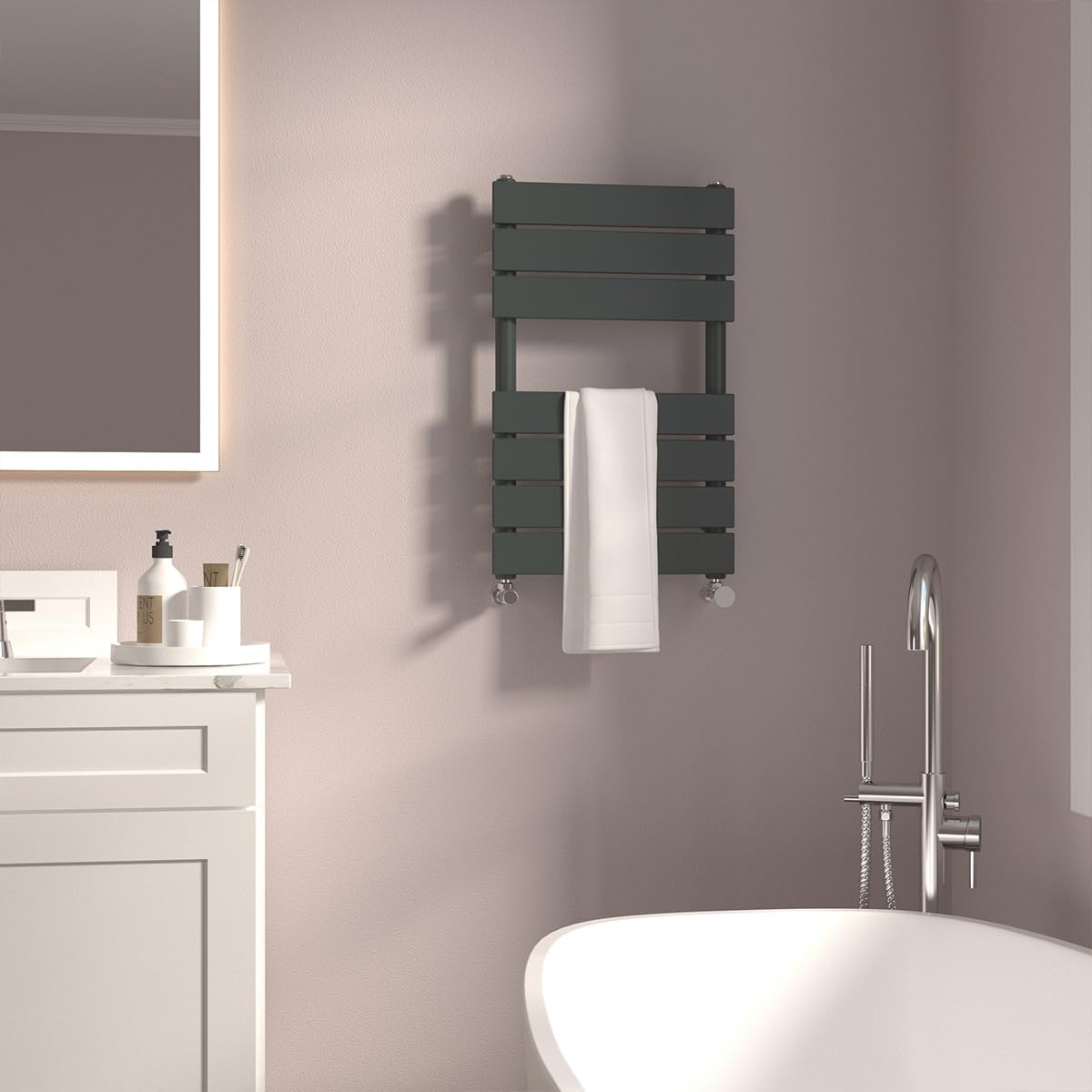 GY Bath Bathroom Radiator Anthracite 650x400mm Flat Panel Towel Rail Designer Modern Central Heating Rads