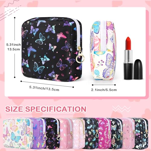 Image of Likesing Period Bag Pouch, Canvas Sanitary Napkin Storage Bag for Girls Womens, Portable Sanitary Napkin Period Pad Pouch Bag for Purse, Small Make Up Bags(White Butterfly)