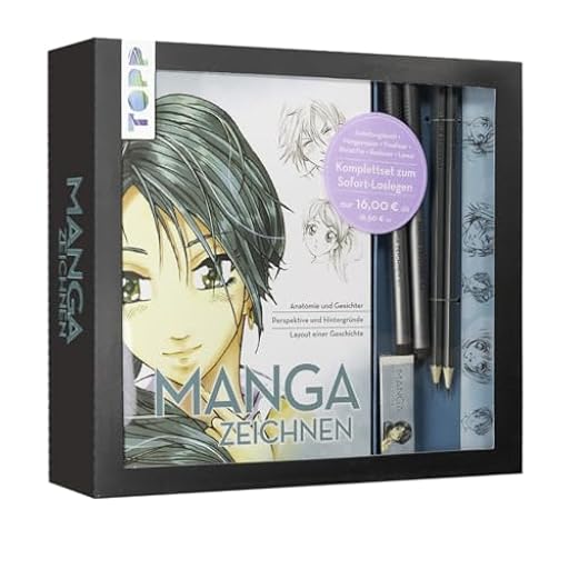 Kreativ-Set Manga zeichnen: Buch mit Manga-Grundkurs (32 Seiten, 14 x 21 cm, Softcover) sowie Zeichenmaterial: Mangapapierblock A5 (20 Blatt, mit ... 2 Bleistifte (HB/ 2B), Radiergummi, Lineal | Ya disponible en tu tienda friki favorita! En mundofriki.es!