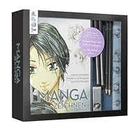 Kreativ-Set Manga zeichnen. Buch mit Mangagrundlagen (32 Seiten, 14 x 21 cm, Softcover) sowie Zeichenmaterial: Mangapapierblock A5, 1 Fineliner, 2 Bleistifte, Radiergummi, Lineal