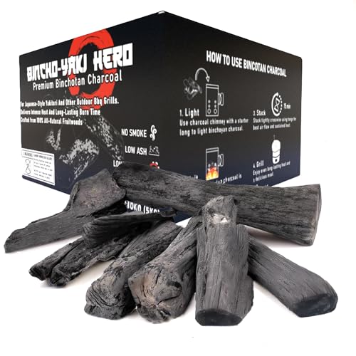 Premium Binchotan All-Natural Hardwood Charcoal – Century-Old Kiln Carbonized Techniques – Smokeless, Long-Lasting, High Heat, Low Ash – Ideal for Japanese Style Yakitori & Outdoor BBQ (11, Pounds)
