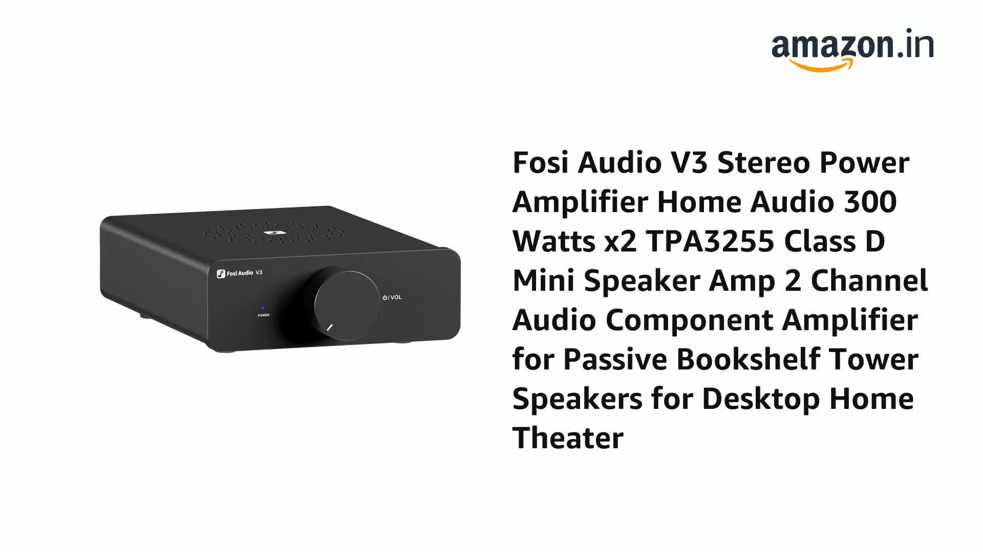 Fosi Audio V3 Stereo Power Amplifier Home Audio 300 Watts x2