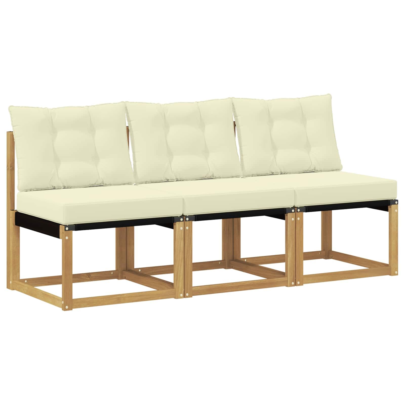 Sofa de milieu extérieur 3 pièces en bois d'acacia pour mobilier de jardin