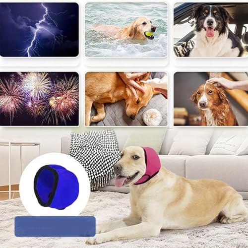 fufupaw Ohrenschutz Hund, Gehörschutz Hund, Lärmschutz, Umweltgeräusch reduzieren, Ohrbügel Hund, Reduzierung Flugzeug Feuerwerk, Reisen, Donner Auswirkungen auf Hunde (M, dunkelblau)