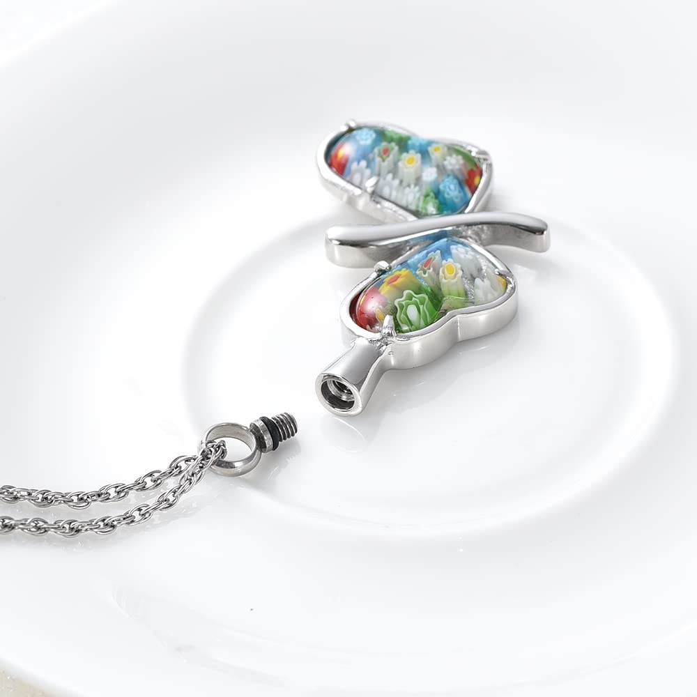 Collana con urna a forma di farfalla, in acciaio inossidabile, gioiello per donne e uomini, con ciondolo commemorativo per ceneri, ricordo funebre