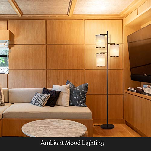 Brightech Liam Floor Lamp, Great Living Room Décor, Tall Tree Lamp For Offices, Asian Lantern Shade Lamp For Living Rooms, Standing Lamp With 3 Led Light Bulbs For Bedroom Reading - Bronze #TOP6