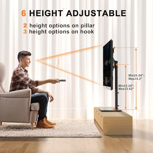 Image of XINLEI Universal Swivel TV Stand Base Table Top TV Stand for 23-70 Inch TVs 70 Degree Swivel, 6 Height Adjustable Tall Monitor Mount Stand, Max VESA 400x400mm,Holds up to 88lbs TS206