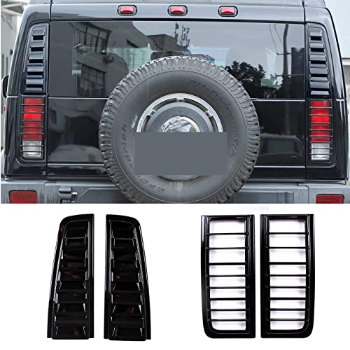 Piugilh Fit For Hummer H2 2003-2009 Rear Upper Tail Light Lamp Vent Cover Guard Trim Car Decoration Accessories (Black Set (For Suv)) #TOP25