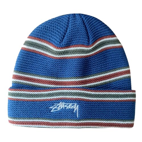 [ステューシー] ストックロゴ刺繍 ニットキャップ ビーニー ストライプ柄 1321017 TRIPLE STRIPE CUFF BEANIE [並行輸入]