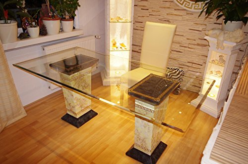 Antikes Wohndesign Schreibtisch Computertisch Bürotisch Nageltisch Manikürtisch Glasplatte 180cmx90cm – Bild 3