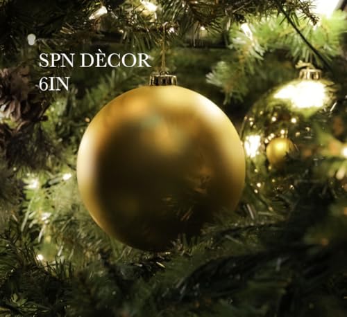 Image of Christmas Ball Ornaments Set, 8 Inch, 6 Inch Large, Extra-Large Giant Hanging (SPN Decor) (Gold Shiny s, 8 in (X-Large, Jumbo))