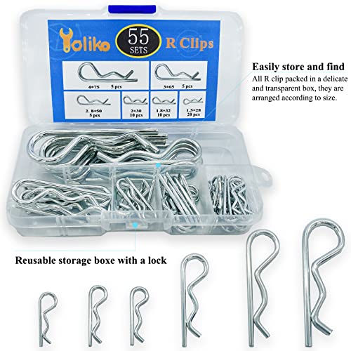Image of 55 Pcs Hitch Pin R Clips Retainer Kit for Dolly /Trailer /Hand Truck Pin Replacement