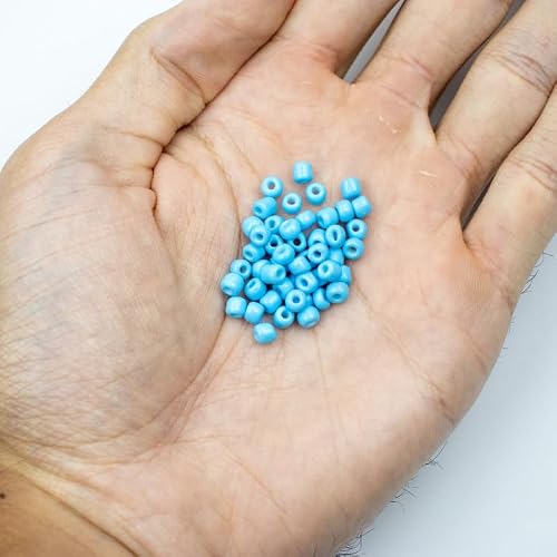 META ATACADO, Miçanga Vidro Azul Claro 3,6mm 100g Guia Umbanda Candomblé
