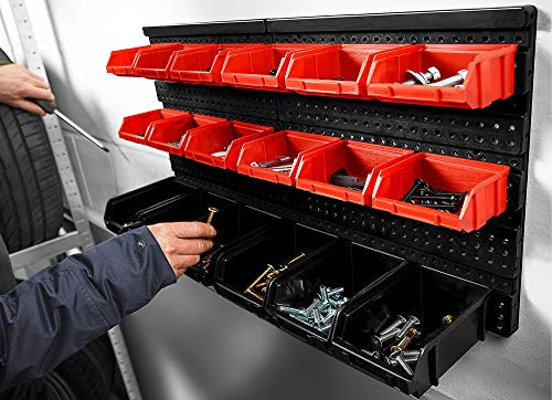 MONZANA® 64 Pcs Wall Mount Workshop Storage Bins | Expandable Small Bits Organiser with Stackable Bins | Open Access | 2 Wall Panels | Expandable Plug-in Garage and Warehouse Equipment 7 MONZANA® 64 Pcs Wall Mount Workshop Storage Bins | Expandable Small Bits Organiser with Stackable Bins | Open Access | 2 Wall Panels | Expandable Plug-in Garage and Warehouse Equipment - Image 7