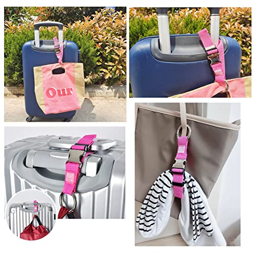Image of 3PCS Heavy Duty Add a Bag Luggage Straps Jacket Gripper 3PCS Luggage Tag Suitcase TravelTags with Name ID Card,Carry-on Luggage Belt Baggage Suitcase Straps Belts Travel Accessories (Rose Red)
