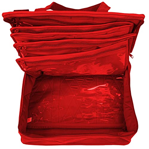Yazzii Crafter's Companion Organizer Bag With 16 Pockets - Arts & Crafts Storage Tote Organizer - Multipurpose Storage Organizer For Crafts, Sewing & Quilting Notions, & Art Supplies Red #TOP4