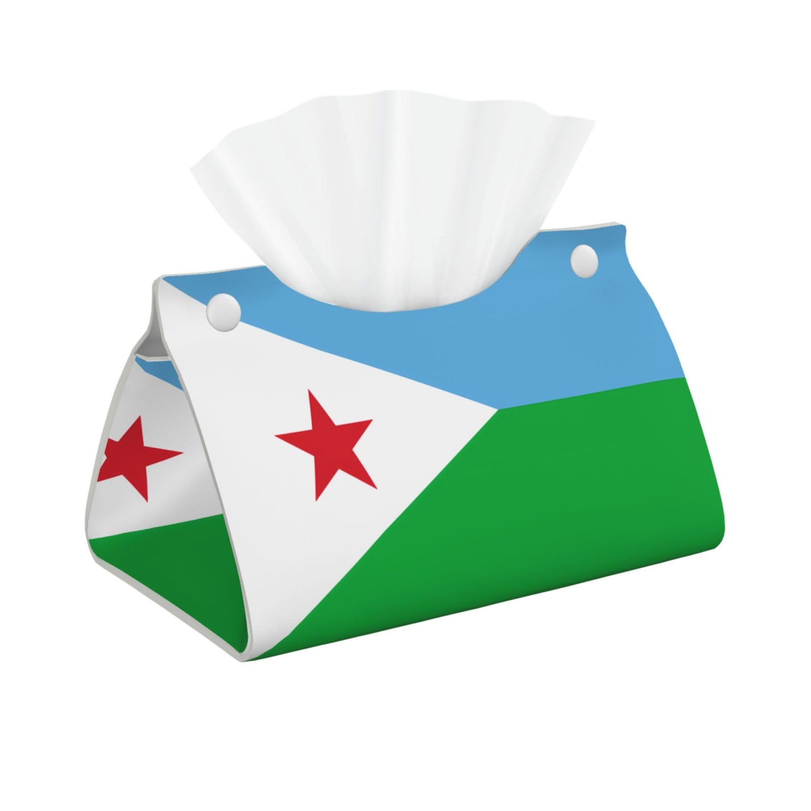 Flag of Djibouti Long Leather Tissue Box Cover-Waterproof PU Leather Tissue Holder for Bathroom, Decorative Rectangular Tissue Case