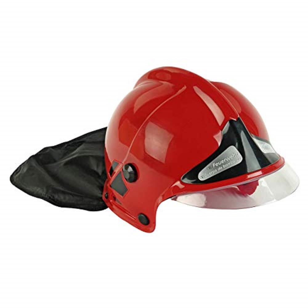 Casco Da Pompiere Relaxdays Per Bambini - Con Visiera, Fazzaletto, Regolabile 45-55cm, Rosso - Foto 3