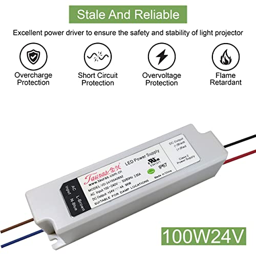 Image of 96W Power Supply Transformer Adapter /LED Driver- Waterproof IP67 100V-240V AC to 24V DC High-Efficiency- UL Listed, for LED Lights, Outdoor Lights with 3 Years Warranty
