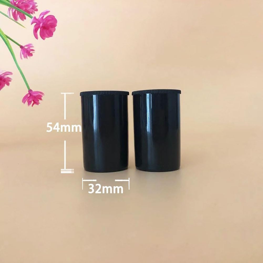 GSHLLO 10 Pcs Plastic Film Canister Holder Empty Film Roll Case Camera Reel Containers Small Accessories Storage Organizer with Caps Black