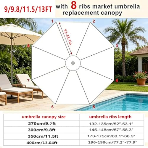 Auvent de remplacement pour parasol de balcon blanc 4m - 8