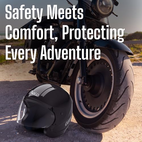 Image of Pivalo EECO Open Face Helmet ISI Certified Smooth Finish Lightweight & Compact Unisex Half-Face Helmets with Clear Visor & Adjustable Strap for Bike Men Women (Glossy Black, 580mm)