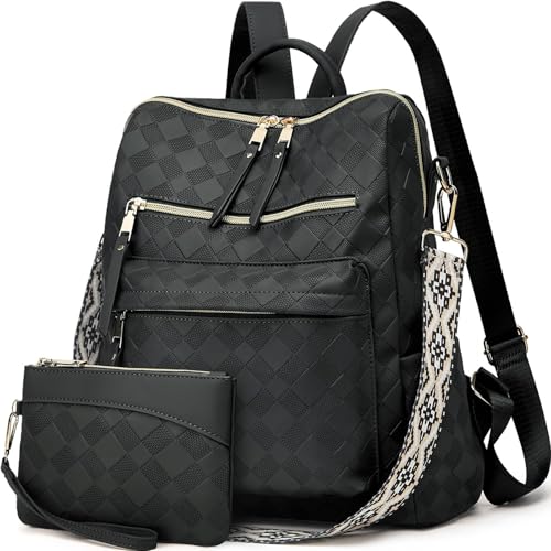 Image of Backpacks for Women Fashion PU Leather Bag Multipurpose Design Convertible Satchel Bag Travel Backpack Handbag and Purse 2Pcs