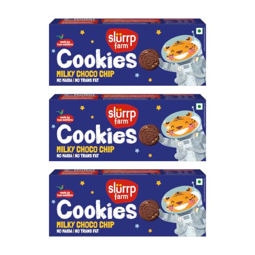 Image of Slurrp Farm Buy2Get1 Free Milky Choco Chip Multigrain Cookies | No Maida No Trans Fat | Yummy Biscuits made with Whole Wheat Flour and Jowar | Super Saver Pack | Healthy Cookies for Kids | Pack of 3 x 80g