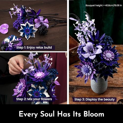Dahlia Flower Bouquet Building Set DROPS TO (PURPLE ONLY) - image 5