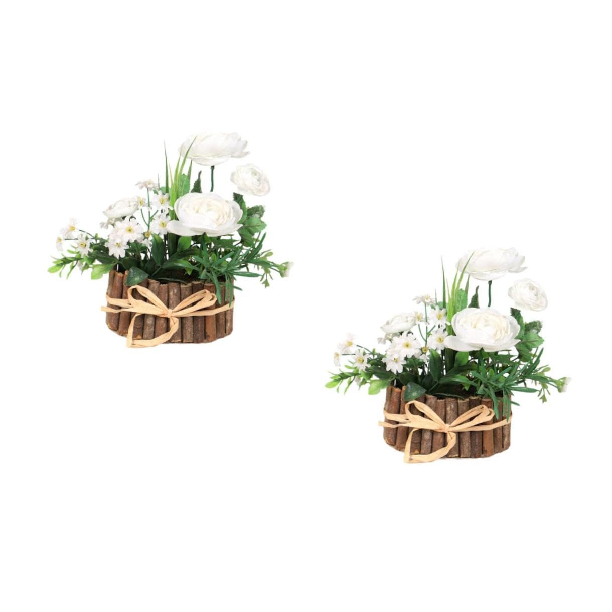 ABOOFAN 2 Pz Fiore Artificiale All'aperto Vite Di Rosa Artificiale Peonie Arredamento Falso Pianta Finta Viti Finte Camera Foglie Finte Unico Decorazione Domestica Fiori Di Legno Bianca