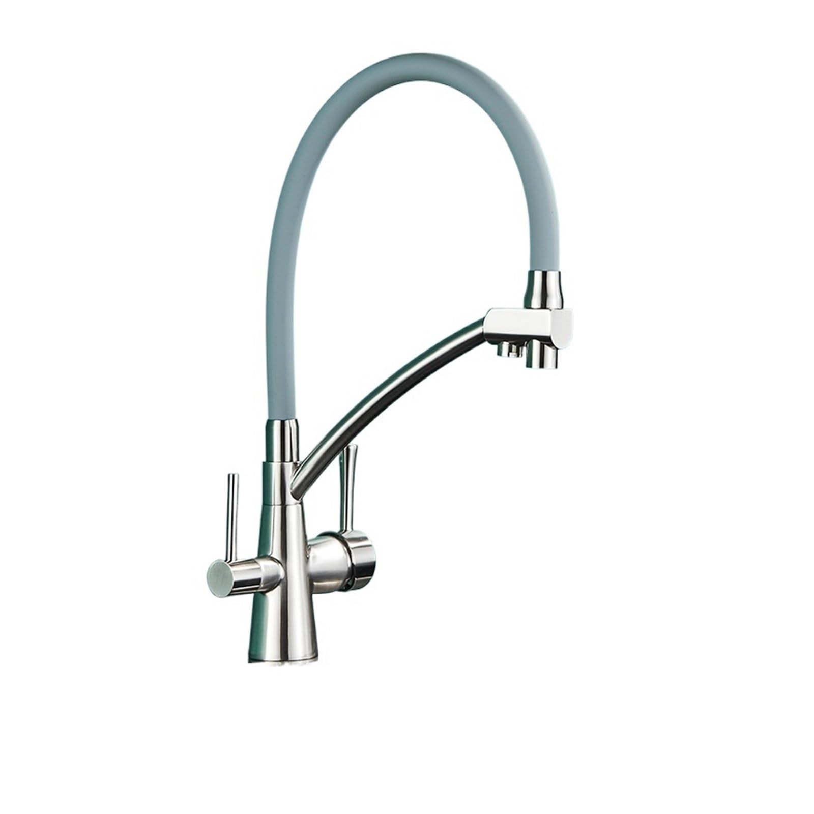 ZYCHSJXA 360° Rotating Filtered Kitchen Faucet, Tap with 3 Water Modes, Brush Nickel & Grey Finish, Durable Faucet for Clean Drinking Easy Installation