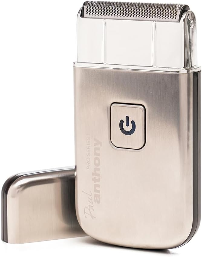 Paul Anthony Pro Series 1 H5002 Mobile Shaver with its protective cap removed, showing the foil head.