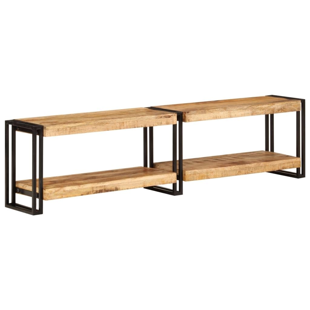 Szafka pod telewizor z litego drewna Mango 160 x 30 x 40 cm z metalową ramą, miejscem do przechowywania i półką, szafka do salonu, kredens, stolik pod telewizor, regał do kina domowego i