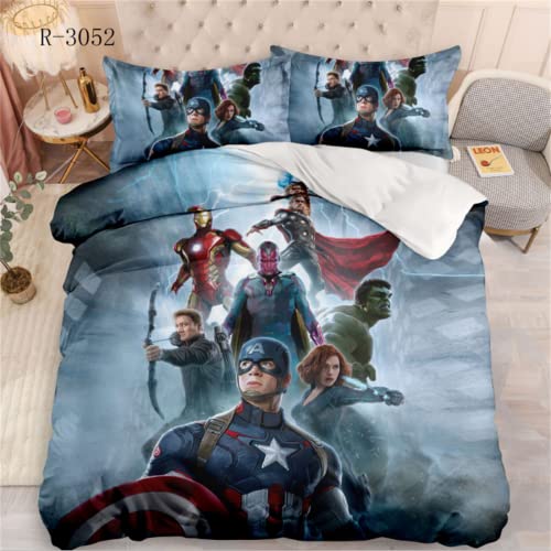 KEPOS Marvel Hero The Avengers Ensemble De Literie Ensemble De Literie 3 Pièces 3D Couette Et Taie Ensemble De Literie Cover