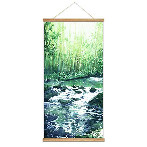 NWT Hanging Poster NO Magnetic Wooden Framed, Beautiful Green Life Forest Home Wall Canvas Prints Decoration Ready to Hang - 18
