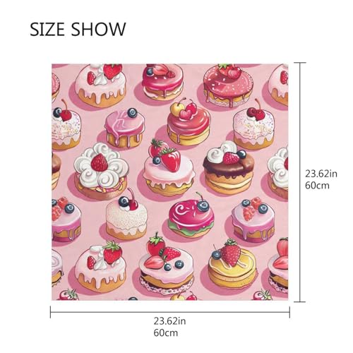 Pink Cakes Pattern Silk Scarf Women's Fashion Square Satin Headscarf Neck Scarf Head Hair Wraps 23.6 Inches2