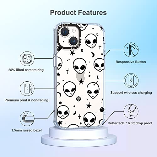 Mosnovo Compatible With Iphone 14 Plus Case, [Buffertech™ 6.6 Ft Drop Impact] [Anti Peel Off Tech] Clear Tpu Shockproof Bumper Phone Case Cover With Cute Alien Designed For Iphone 14 Plus 6.7" #TOP5