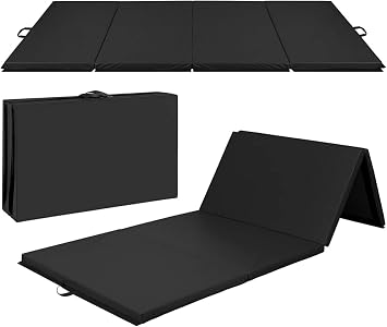 Gymnastics Mat 4x8x2" - Thick Folding Gym Exercise Mat with Carrying Handles, Home Floor Tumbling Pad for Yoga Martial Arts Stretching Aerobic Fitness Training