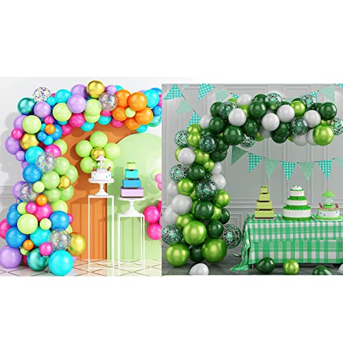 Balloon Garland Arch Kit Green, Green White Balloon Arch Kit Rainbow Balloon Garland, Latex Balloons With Confetti Balloons For Birthday Decoration Wedding Baby Shower Decoration Jungle Party Supplies #TOP19