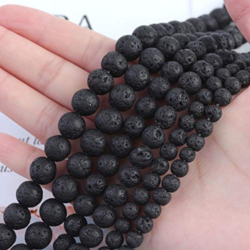 Image of Natural Stone Beads 6mm Black Lava Polished Round Smooth Gemstone Beads for Jewelry Making 15 Inch(Black Lava,6mm)