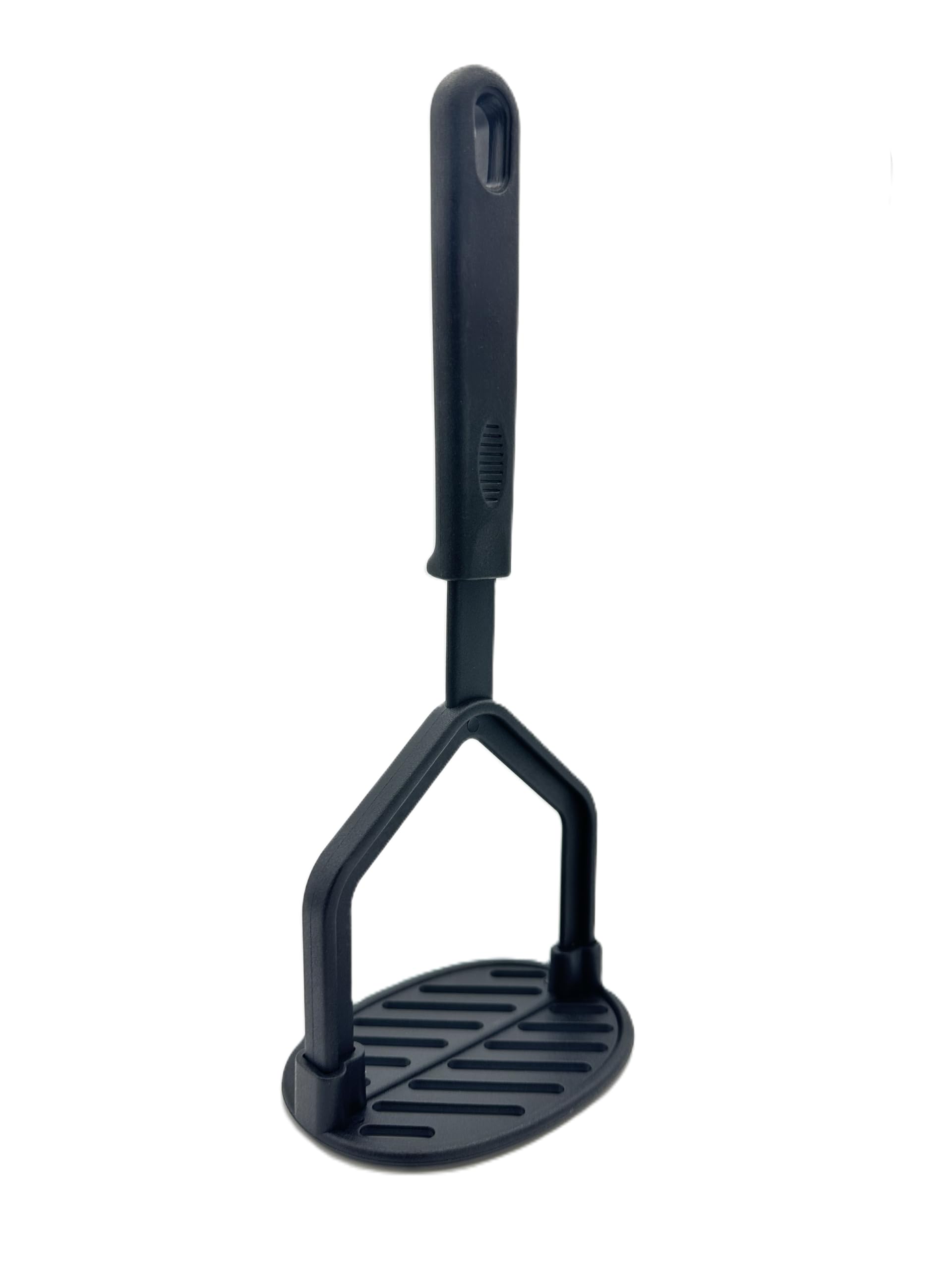 Nonstick Potato Masher Utensil - Flat Pack Design for Easy Storage - Hard Wearing Black Nylon Masher Head. Ergonomic Handle, Heat Resistant to 210°C. Integrated Storage Hole
