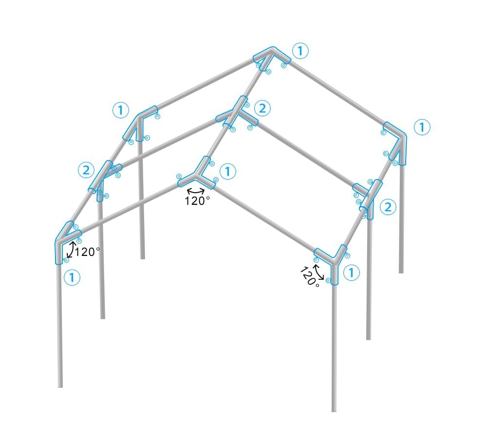 Aoneky 6 Leg Style 1 3/8'' Carport Canopy Pipe Fittings Couplers - Image 2