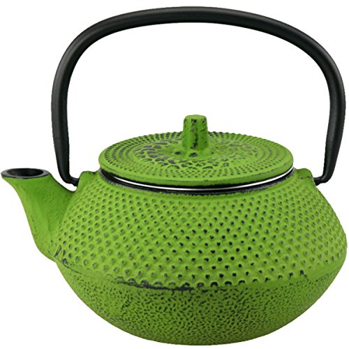 Creative Home Kyusu Cast Iron Tea Pot, 10 oz., Green